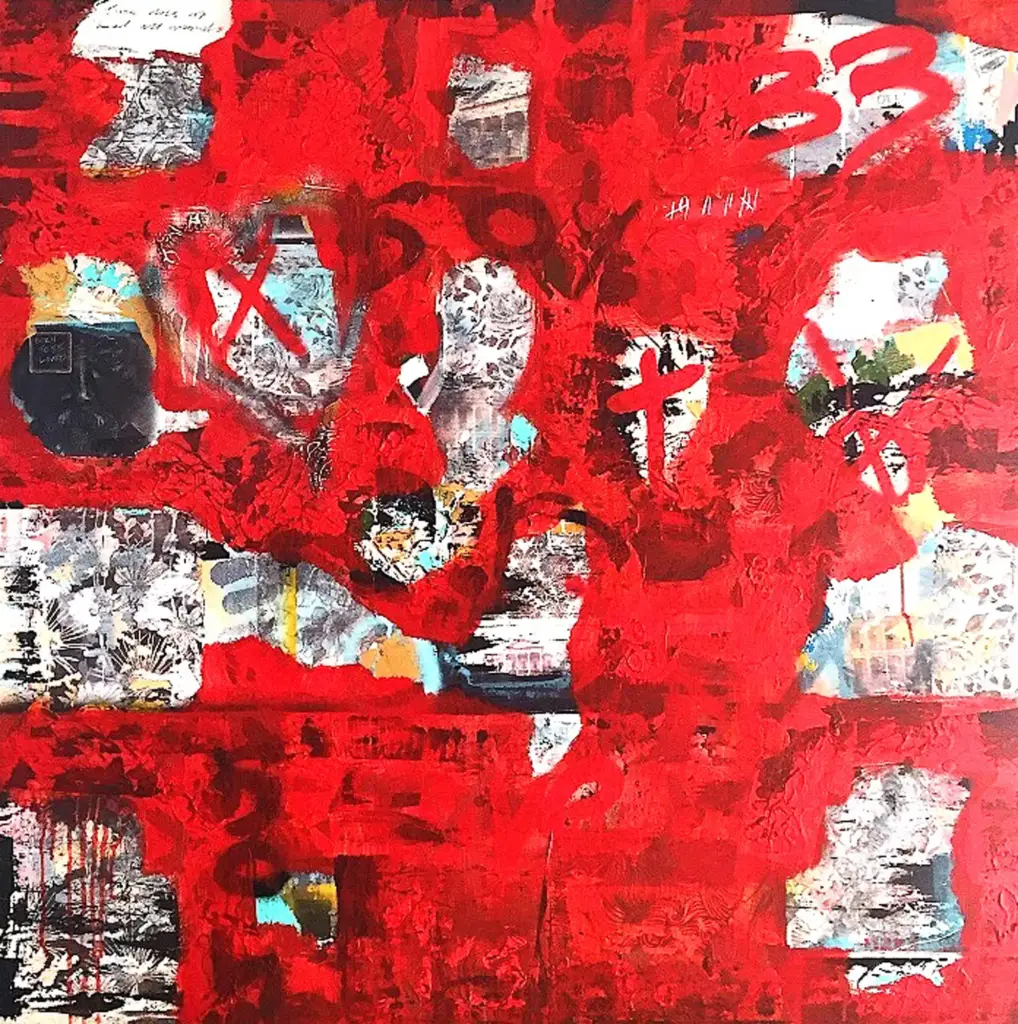 Mangerchine, A City on Fire, 48x48, $4,200