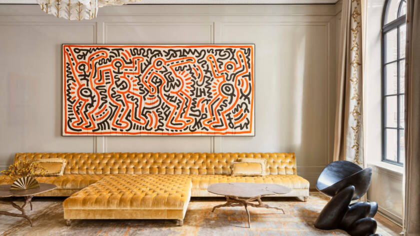 Keith Haring Painting in a home designed by Julie Hillman Design