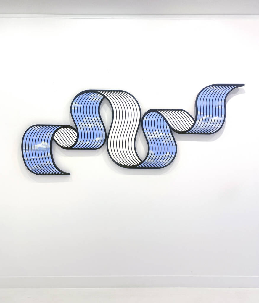 Jenna Krypell multimedia artwork resembling ribbon-like waves in sky blue gradients