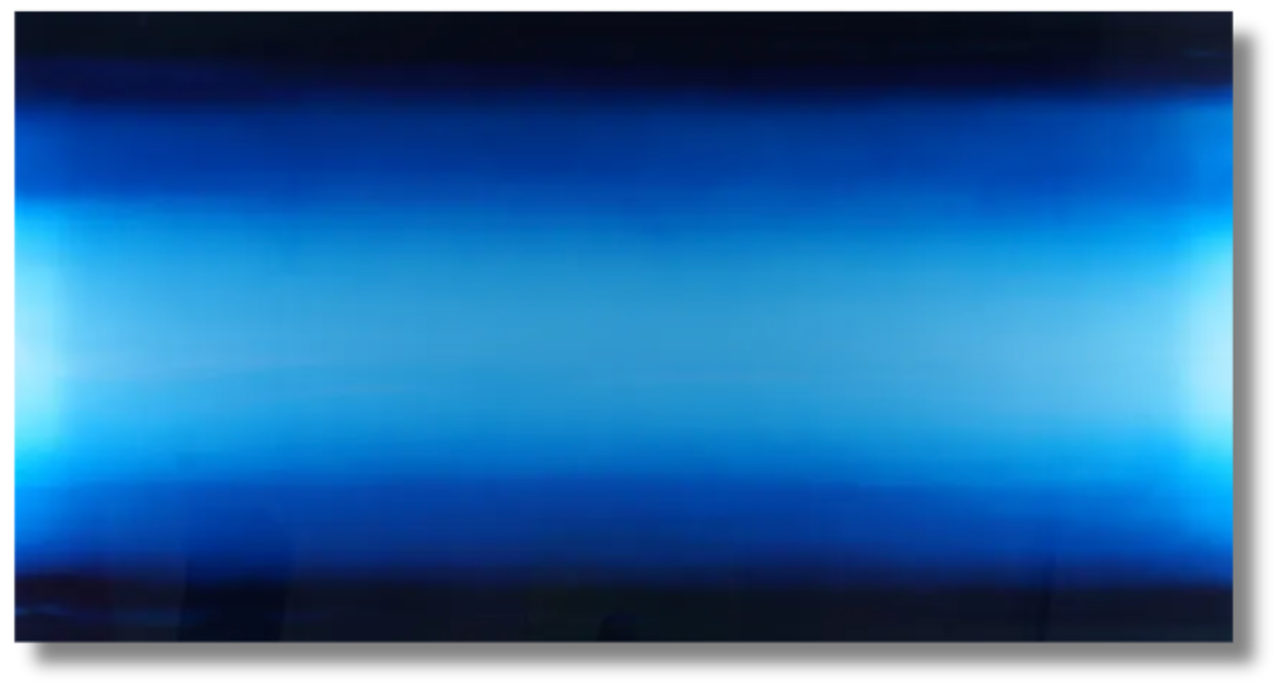 Horizontal bands of deep navy fading into luminous electric blue create a soft atmospheric glow.