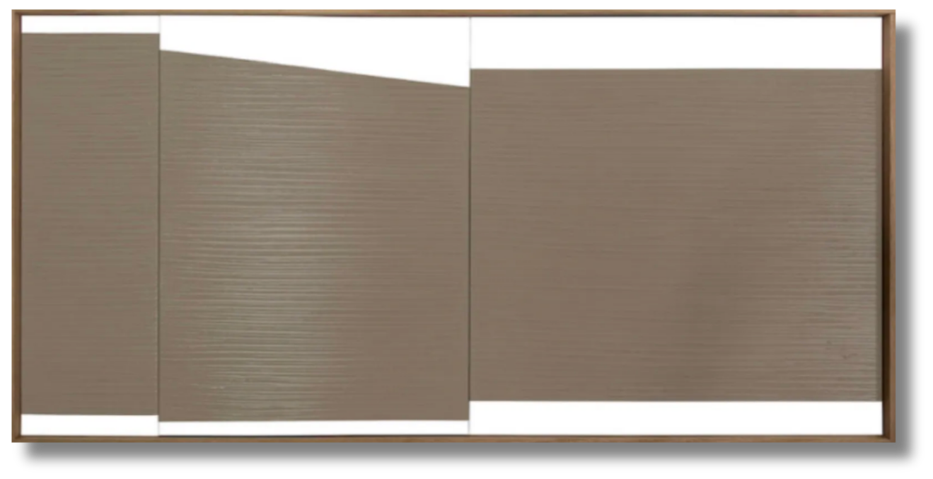 separated into 3 section varying in size, rustic gold colored squares fit in each section