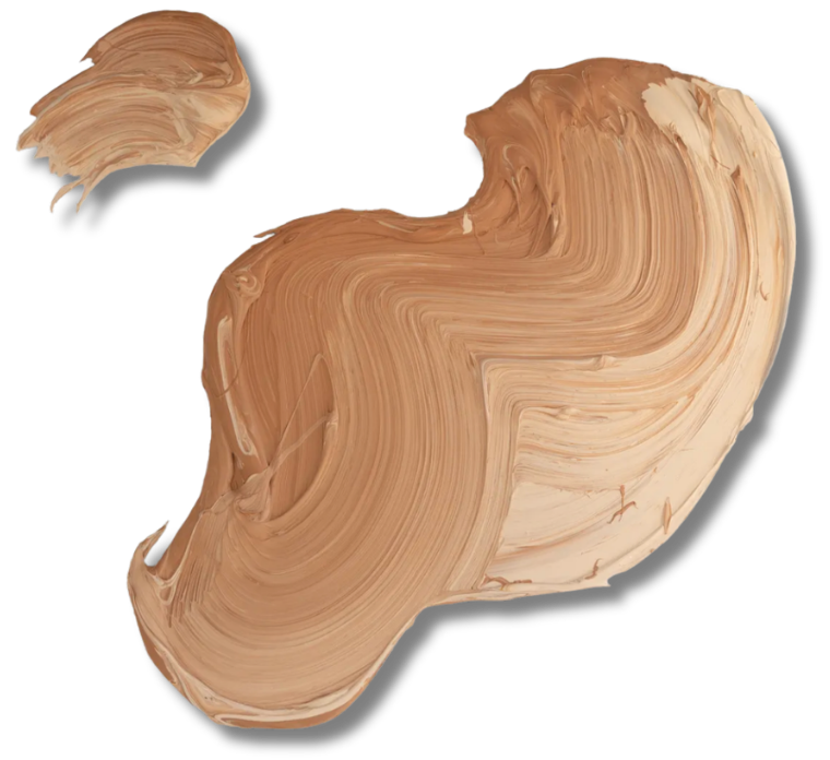 two swirling lines of brown paint in this sculpture, part of the contemporary fine art collection